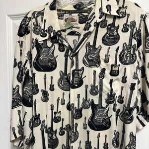 Art of Eddy Reny Spooner Guitar Shirt Large Cream Short Sleeve